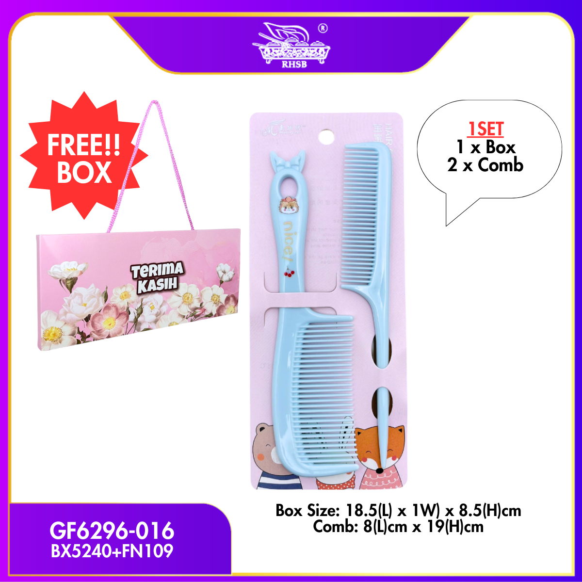 [10 SET] 2 IN 1 DOORGIFT SIKAT RAMBUT/ CUTE CARTOON HAIR COMB/ ADULT CHILDREN KIDS HAIRBRUSH/ COMBS/ DOORGIFT KAHWIN MURAH/GF6296