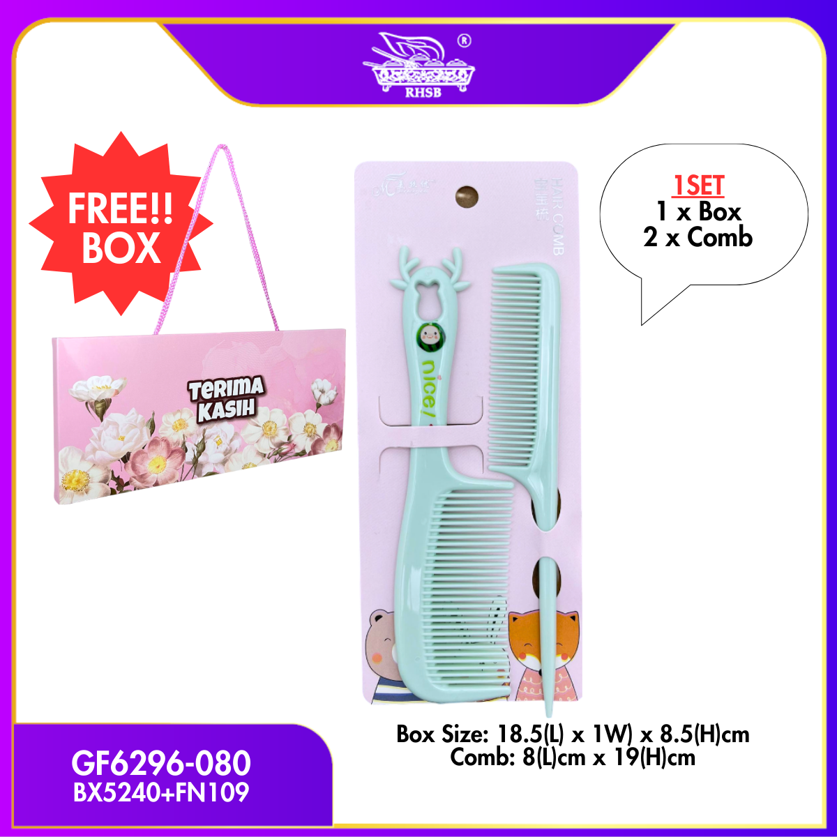 [10 SET] 2 IN 1 DOORGIFT SIKAT RAMBUT/ CUTE CARTOON HAIR COMB/ ADULT CHILDREN KIDS HAIRBRUSH/ COMBS/ DOORGIFT KAHWIN MURAH/GF6296