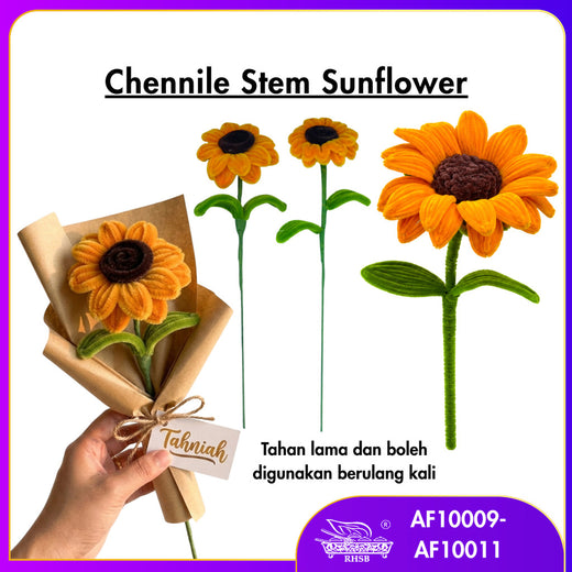 [1PC] Handmade Bunga Kawat Bulu Matahari | Sunflower Chenille Stem | Hadiah Graduation Birthday AF10009-AF10011