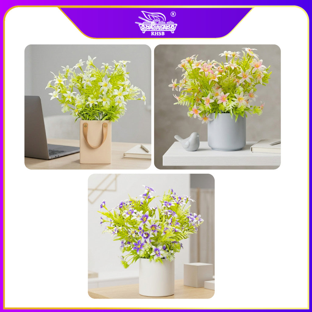 [1 PC] Mini Lily Flower Artificial Bouquet 36CM | Bunga Hiasan Meja Rumah | Nikah Kahwin Pelamin Decoration AF10041