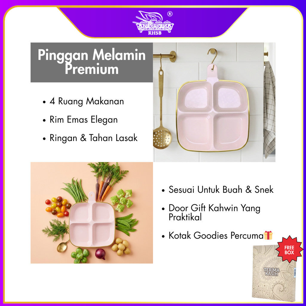 [10 SET] Doorgift Kahwin Pinggan Petak 4 Bahagian | Tray Sos Buah Kuih Snek Hidangan Tetamu GF6407-GF6408