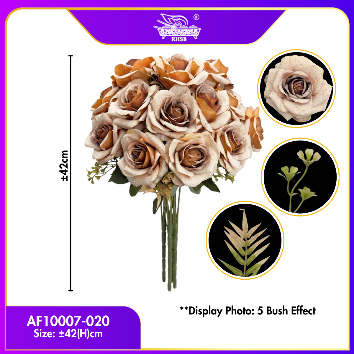 [1 PC] Artificail Rose 42cm | Bunga Ros Gubahan AF10007