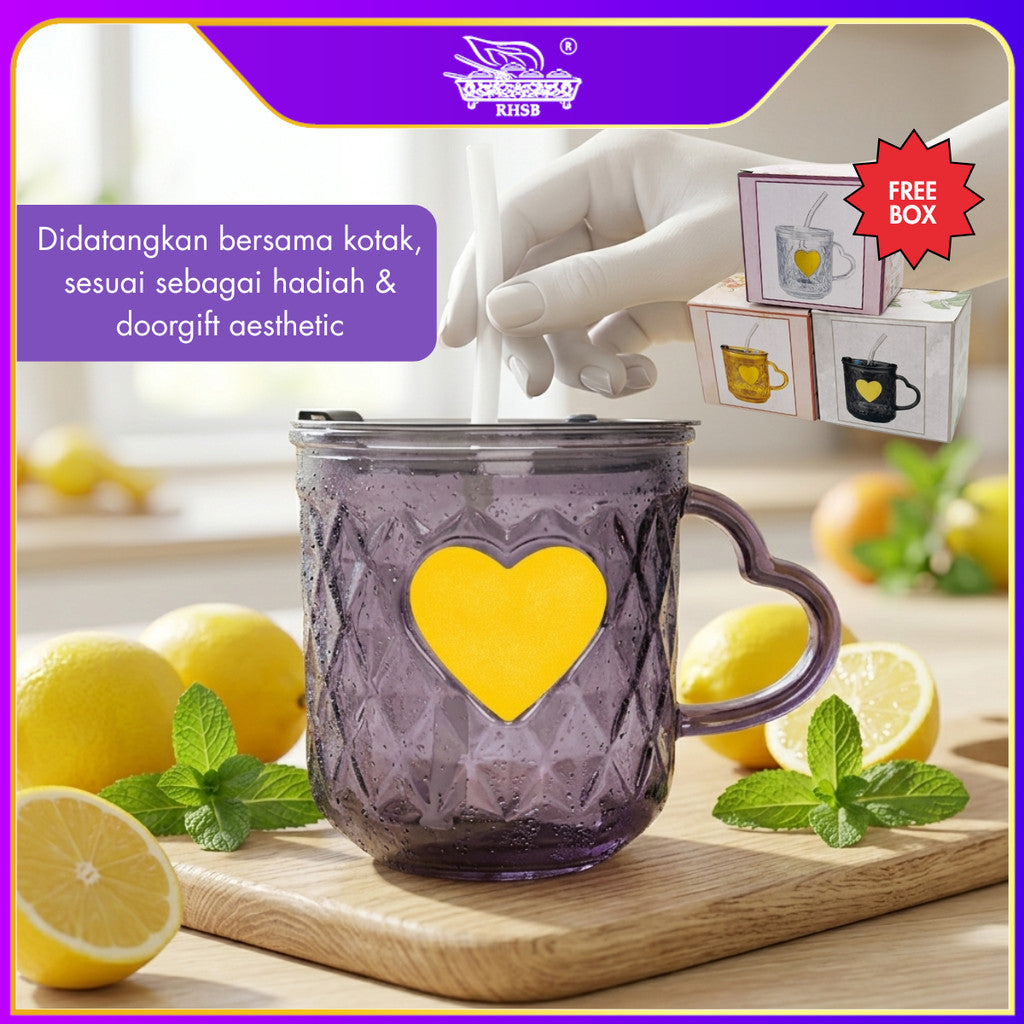 [1 PC]  Doorgift Kahwin Mug Kaca Premium | Cawan Kaca Elegant Gift Tetamu Kenduri Nikah GF6395