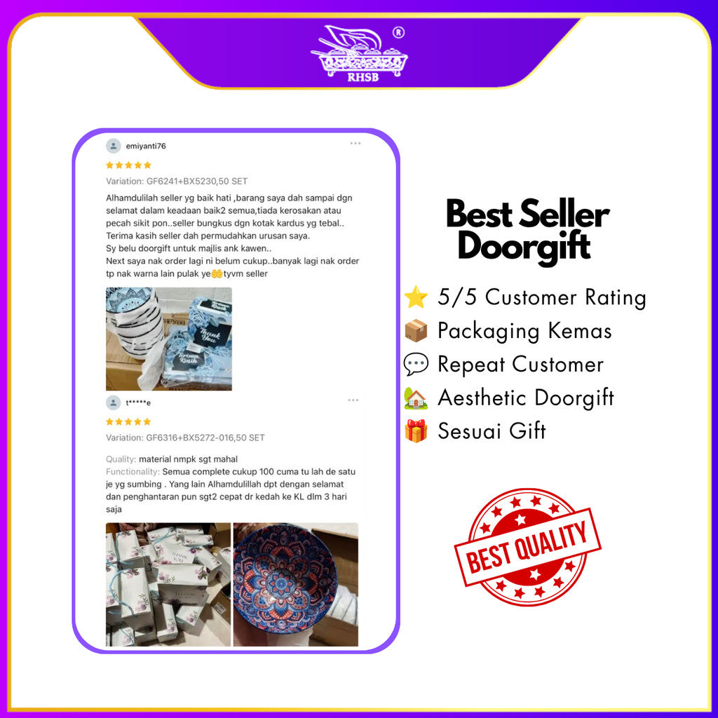 [1 PC] BOHEMIAN STYLE RICE BOWL WITH BOX/ CERAMIC BOWL/ SOUP BOWL/ WEDDING DOORGIFT DINNERWARE/ MANGKUK SERAMIK BOHEMIA GF6238-GF6245