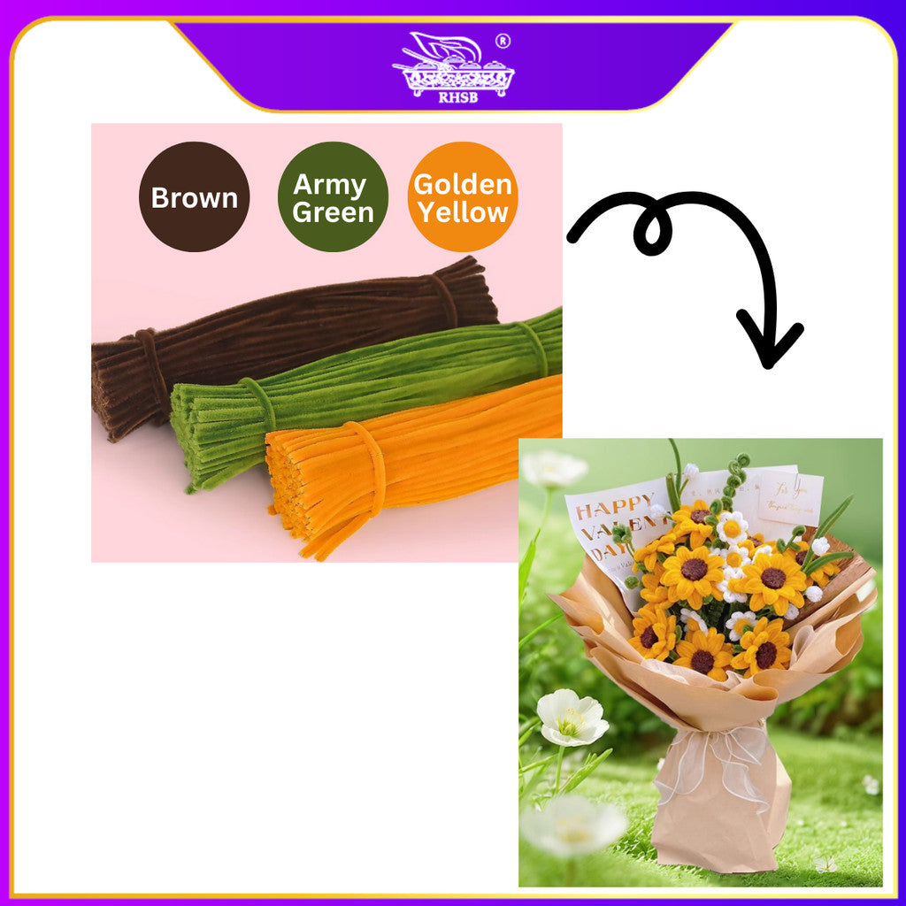 [100 PCS] COLORFUL CHENILLE STEMS/ PIPE CLEANER/ ASSORTED COLOURS ART AND CRAFT/ DAWAI BERBULU 6MM/ TINSEL STEM TS56