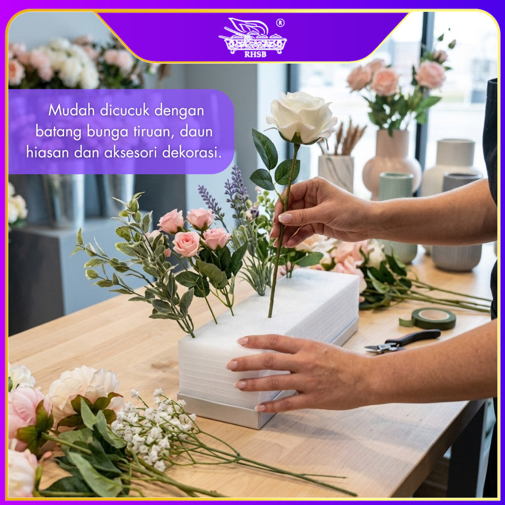 [1 PC] Span Putih 78cm Panjang | Span Bunga Tidak Berhabuk | Floral Foam Gubahan Bunga Pelamin Bouquet SPT-08