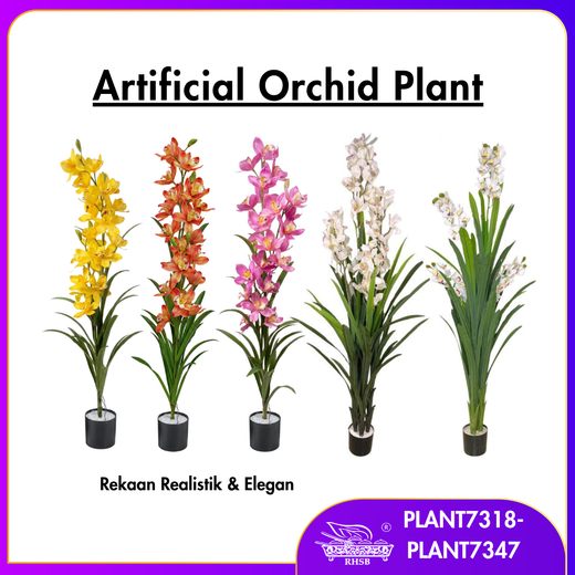 [1 PC] Artificial Orchid Plant 120cm | Pokok Orkid | Bunga Orkid Hiasan Rumah | Pokok Hiasan