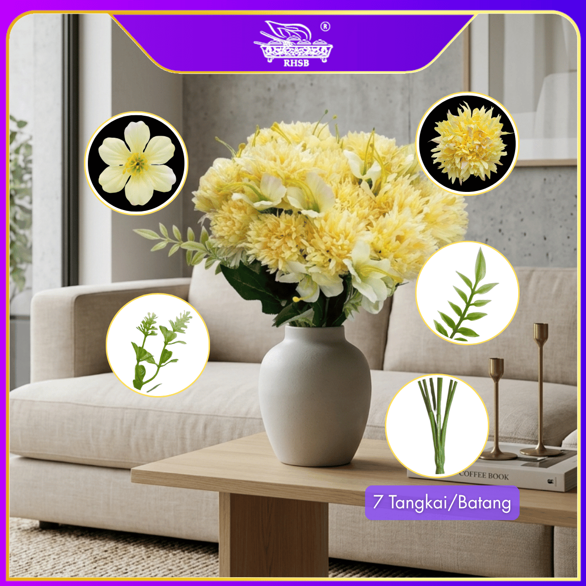[1 PC] Artificial Chrysanthemum | Bunga Mum | Artificial Flower | Bunga Hiasan | Mum Flower | Wedding Decor | AF10021