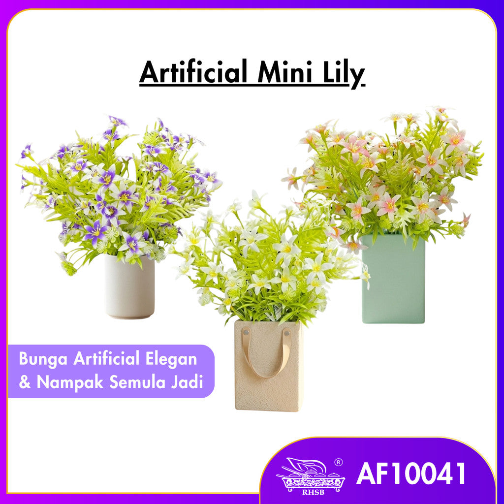 [1 PC] Mini Lily Flower Artificial Bouquet 36CM | Bunga Hiasan Meja Rumah | Nikah Kahwin Pelamin Decoration AF10041