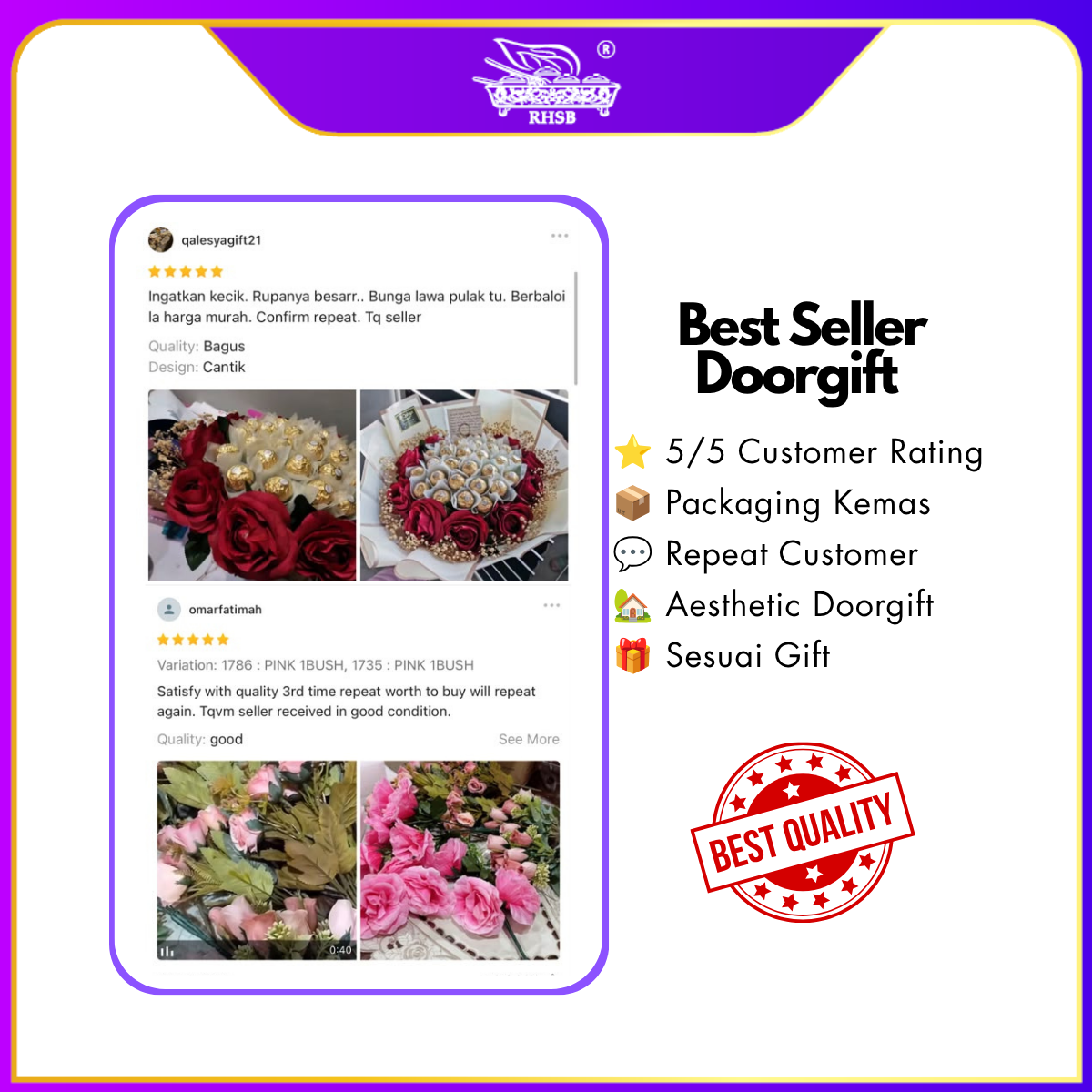 [1 PC] Artificial Dahlia Rose 42cm |  Bunga Ros Dahlia Hiasan AF10005