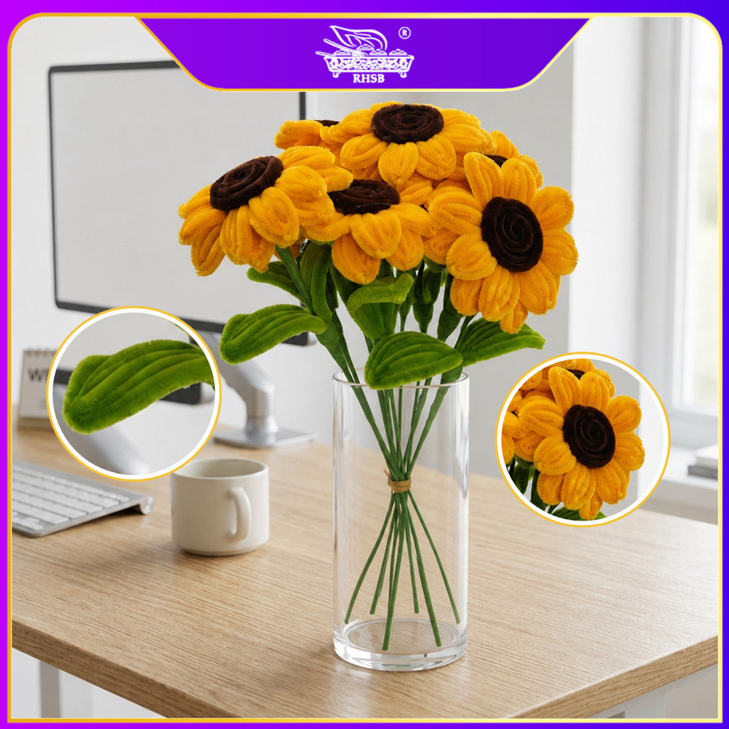 [1PC] Handmade Bunga Kawat Bulu Matahari | Sunflower Chenille Stem | Hadiah Graduation Birthday AF10009-AF10011
