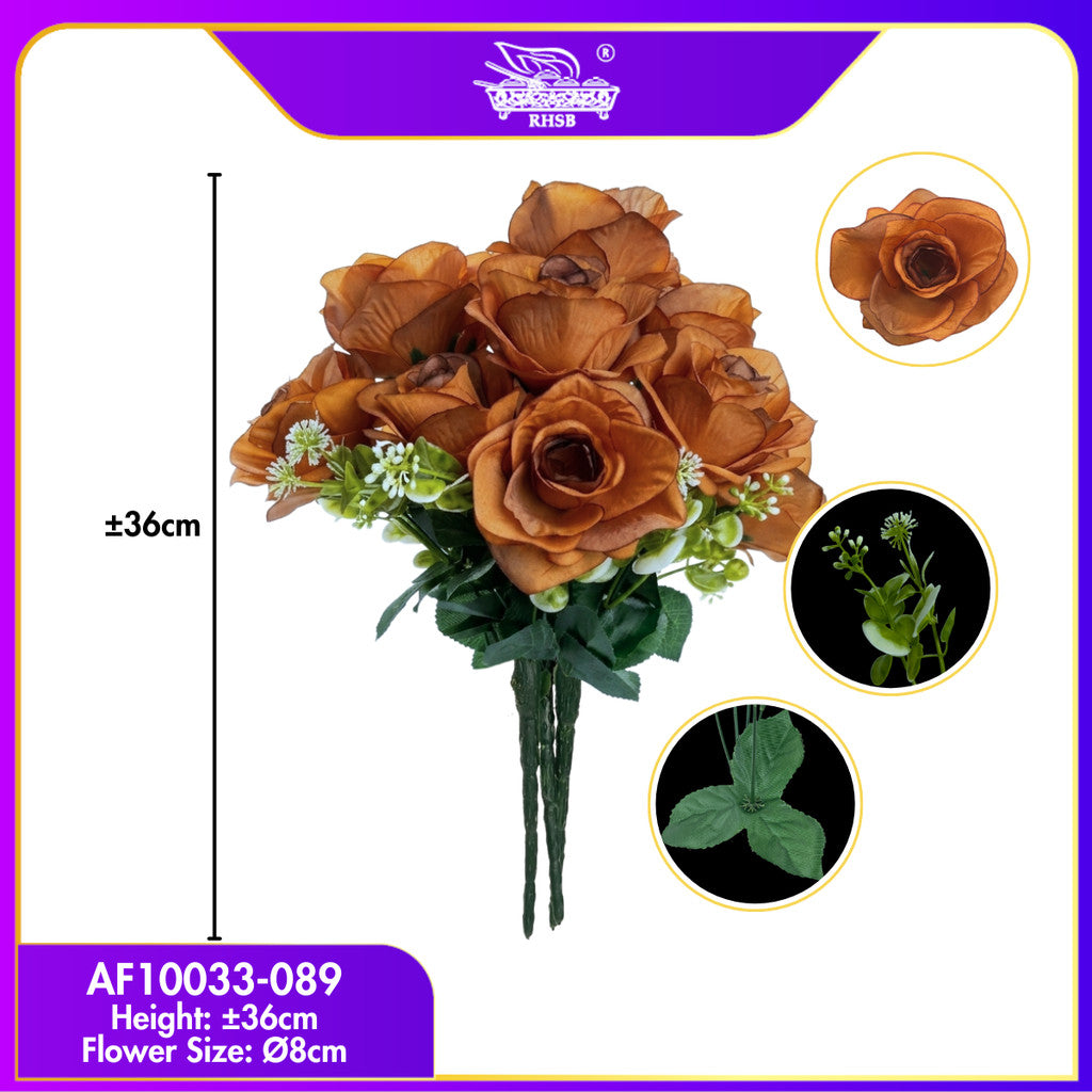 [1 PC] 37cm | Bunga Rose Tiruan 5Kuntum |Bunga Hiasan Rumah |Gubahan Hantaran |Artificial Rose Bouquet for Home & Wedding Decor AF10033