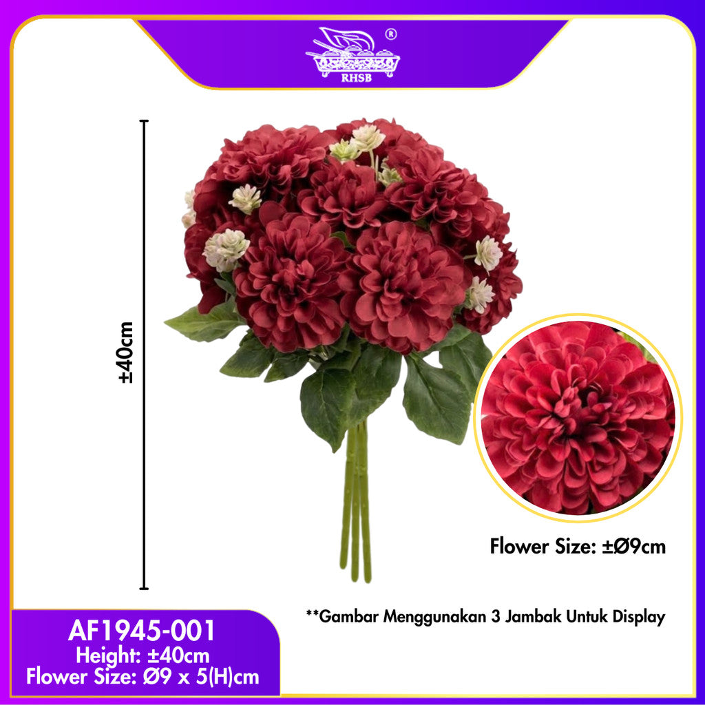 [1 PC] ARTIFICIAL MUM BALL FLOWER X8 HEAD 30CM / BUNGA HIASAN TANGAN / GUBAHAN HANTARAN KAHWIN / HOME DECOR AF1945