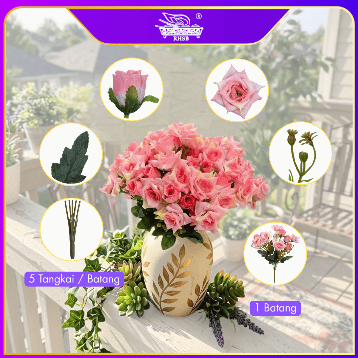 [1 PC] Mni Peony Rose | Hand Bouquet | Bunga Peony | Bunga Hiasan | Artificial Flower | Hiasan Dulang Hantaran | AF10024
