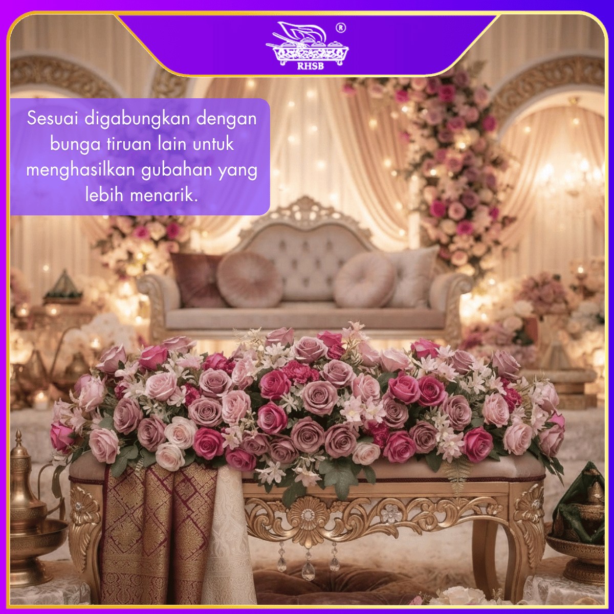[1 PC] Artificial Peony Rose Bush 40cm | Bunga Hiasan Peony Ros AF10006