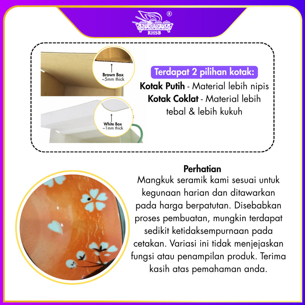 [1 PC] BOHEMIAN STYLE RICE BOWL WITH BOX/ CERAMIC BOWL/ SOUP BOWL/ WEDDING DOORGIFT DINNERWARE/ MANGKUK SERAMIK BOHEMIA GF6238-GF6245