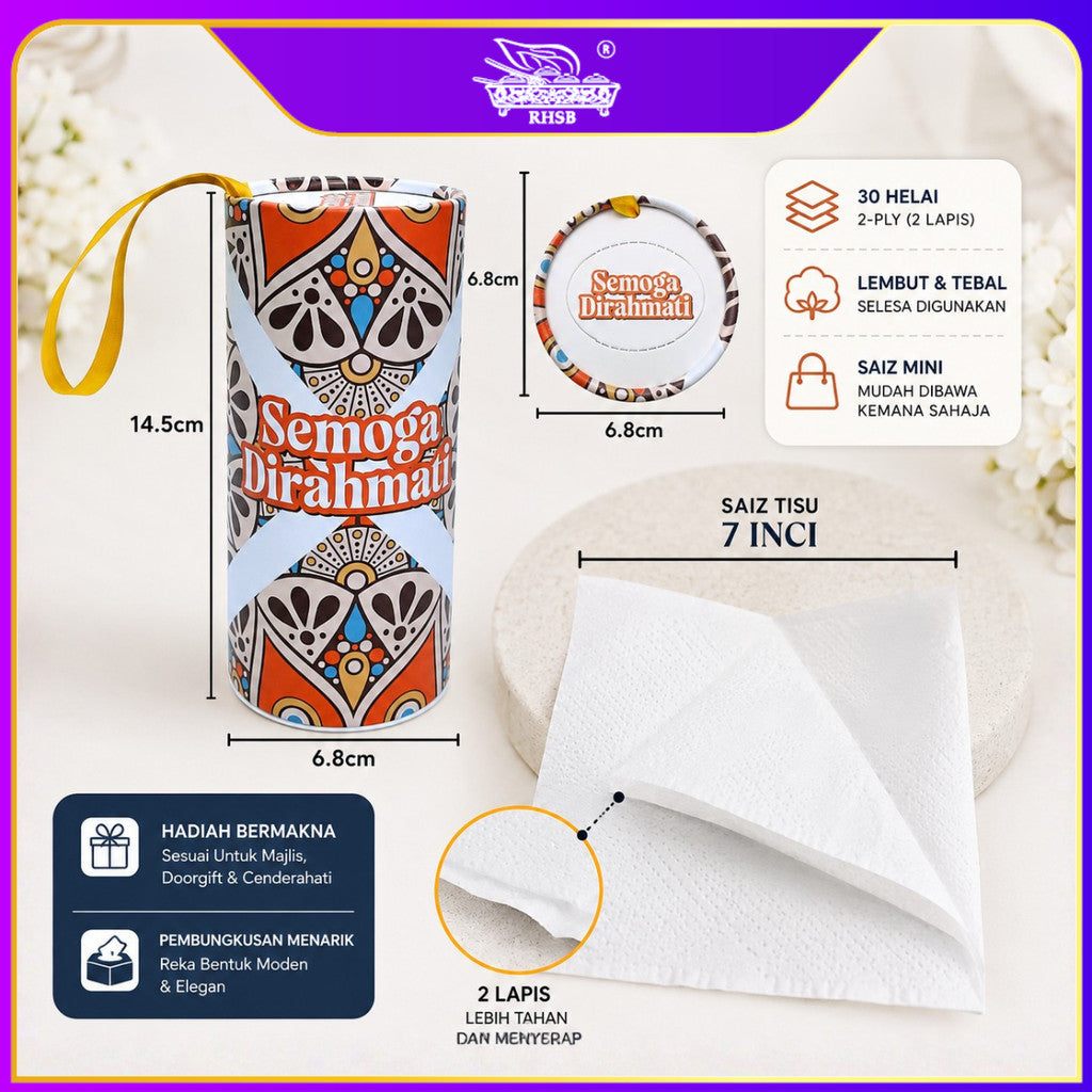 [10 PCS] Tisu Doorgift Kahwin Corak Batik Premium | Ribbon Handle Car Tissue | Hadiah Tetamu Wedding / GF6435-GF6440