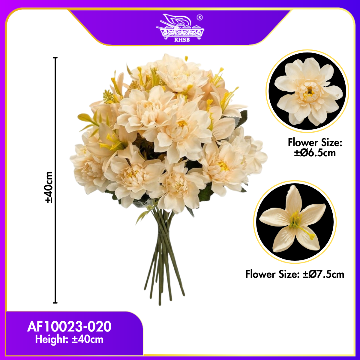 [1 PC] Artificial Dahlia Bush | Faux Dahlia | Bunga Dahlia | Bunga Hiasan | Flower Bouquet | AF10023