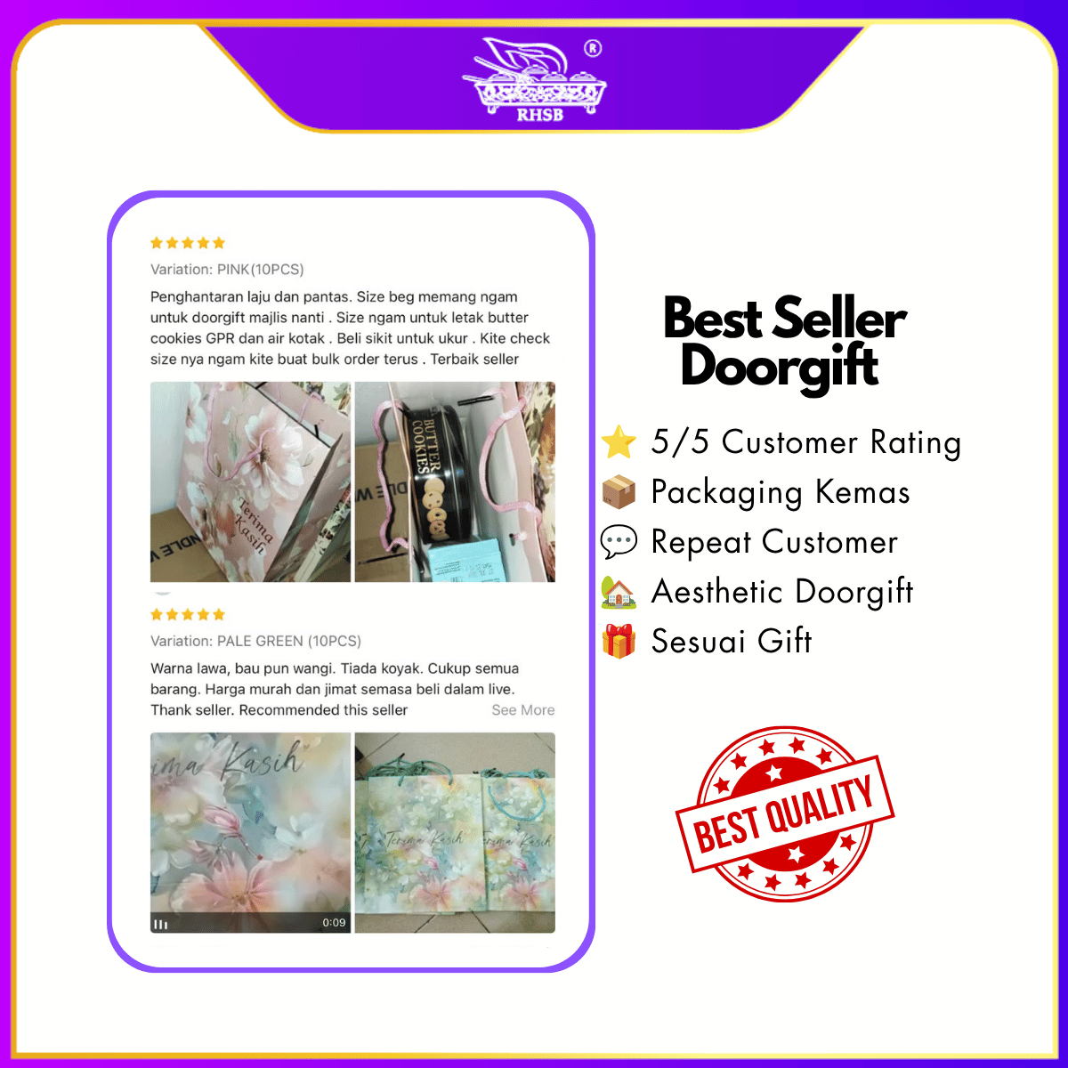 [10 PCS] PAPER BAG / BAG MURAH / BAG JAMUAN / GOODIES BAG / WEDDING GIFT / DOORGIFT / PB3183