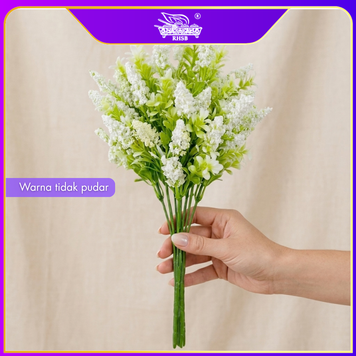 [1 PC] Artificial White Lavender Leaf | Bunga Lavender Putih | Bridal Bouquet / Bunga Hiasan / Home Decoration