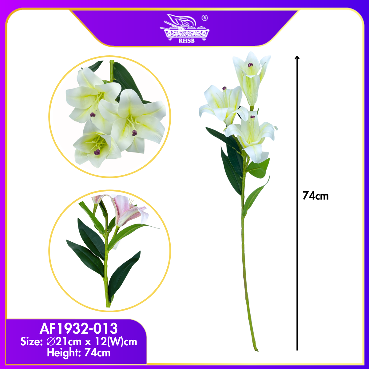 [1 PC] 74cm Artificial Lily Flower 3 Heads / Bunga Lily / Bunga Hiasan Rumah / Flower Bouquet AF1932