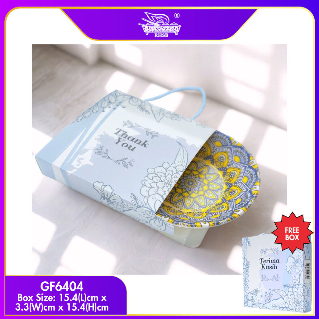 [10 SET]  6 Inch Bohemian Melamine Plate + Free Box | Doorgift Kahwin Premium | Hadiah Tetamu Unik Eksklusif GF6404