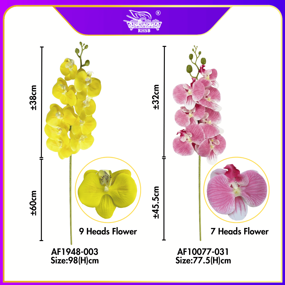 [1 PC] Artificial Orchid Latex 77cm | Bunga Orkid Latex Hiasan  AF10077