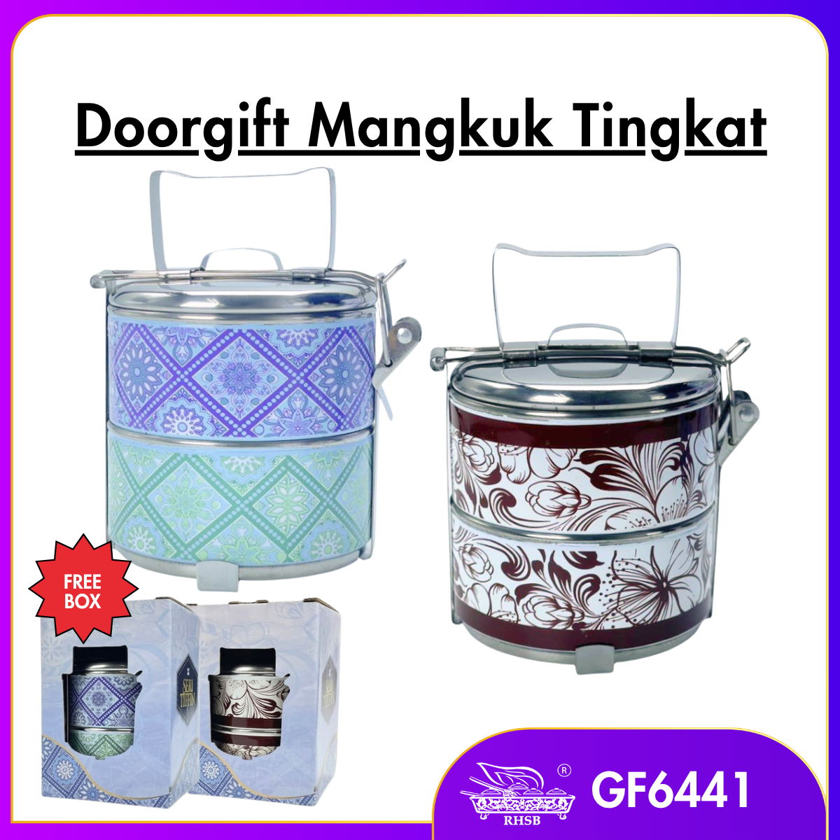 [1 PC] Mini Tiffin Stainless Steel 2 Tier | Mangkuk Tingkat Doorgift Kahwin Nikah
