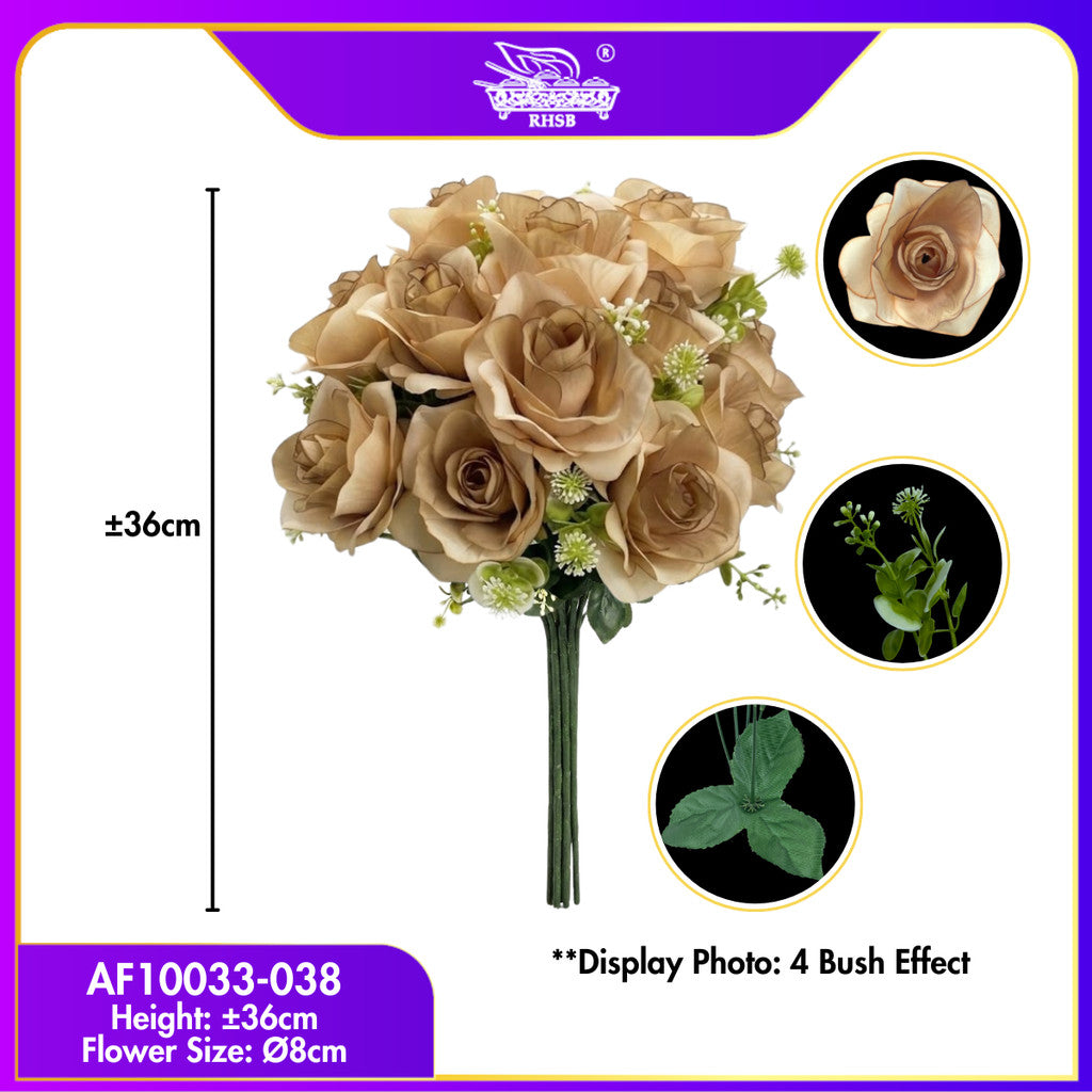 [1 PC] 37cm | Bunga Rose Tiruan 5Kuntum |Bunga Hiasan Rumah |Gubahan Hantaran |Artificial Rose Bouquet for Home & Wedding Decor AF10033