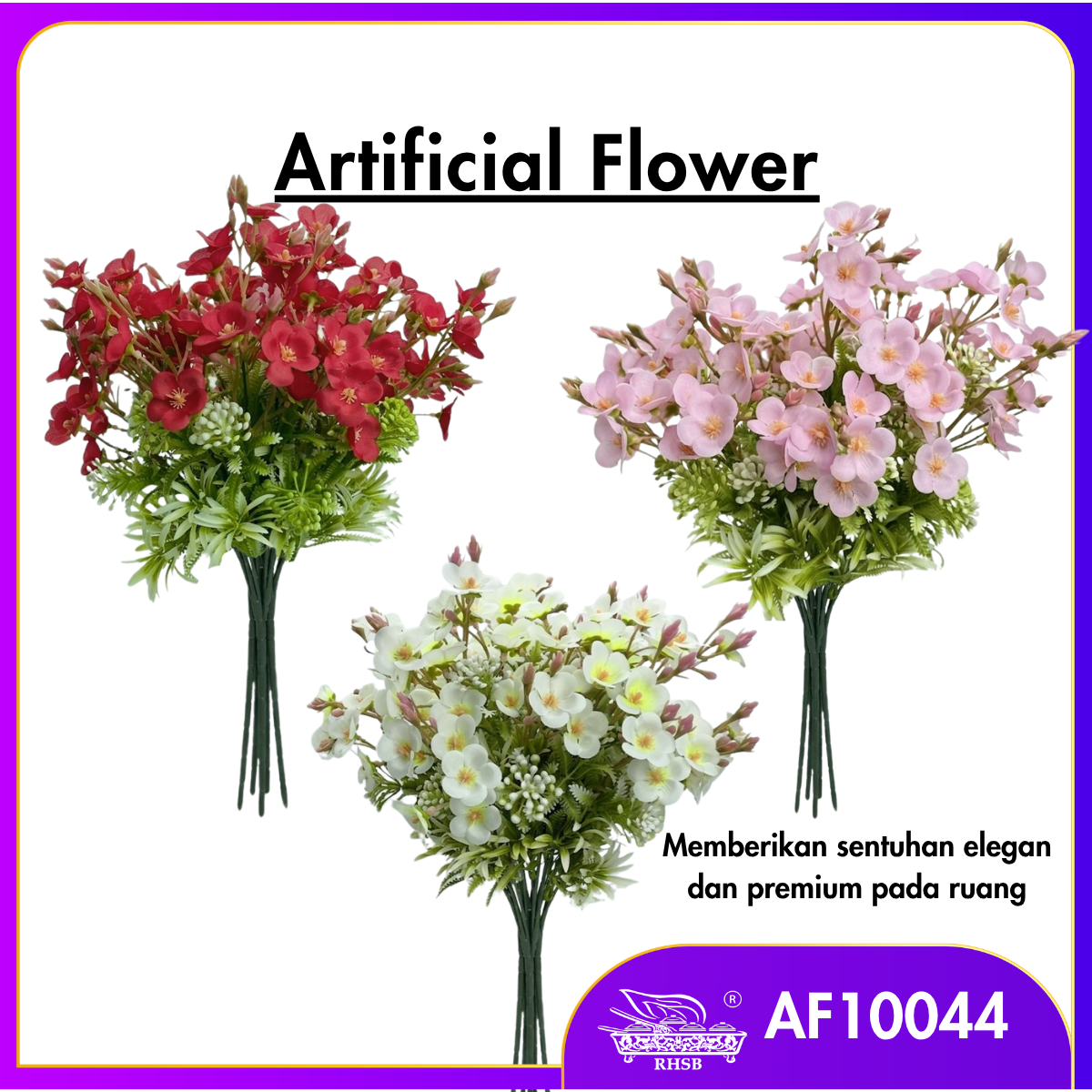 [1PC] 5 HEADS MERCURY FLOWER / ARTIFICIAL FLOWER / BUNGA HIASAN / WEDDING DECORATION / PERIWINKLE FLOWER / AF10044