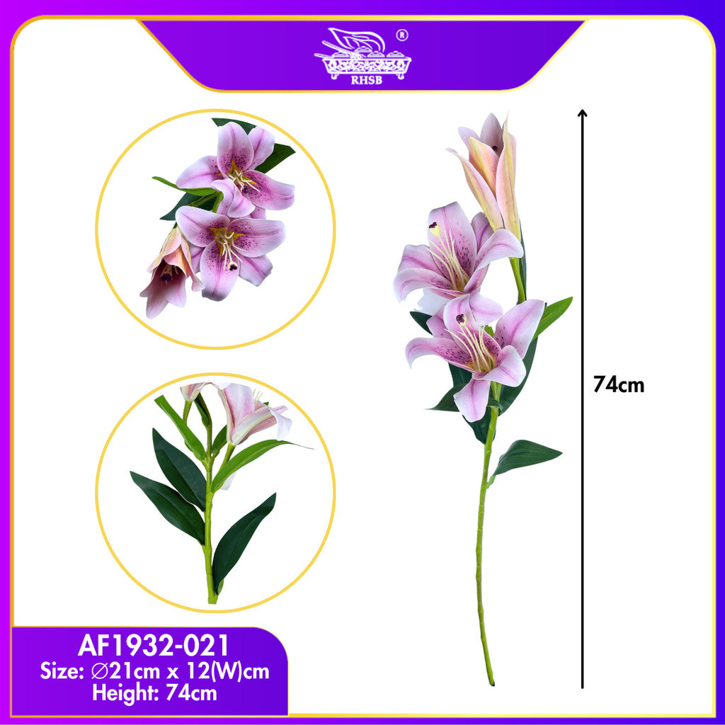[1 PC] 74cm Artificial Lily Flower 3 Heads / Bunga Lily / Bunga Hiasan Rumah / Flower Bouquet AF1932