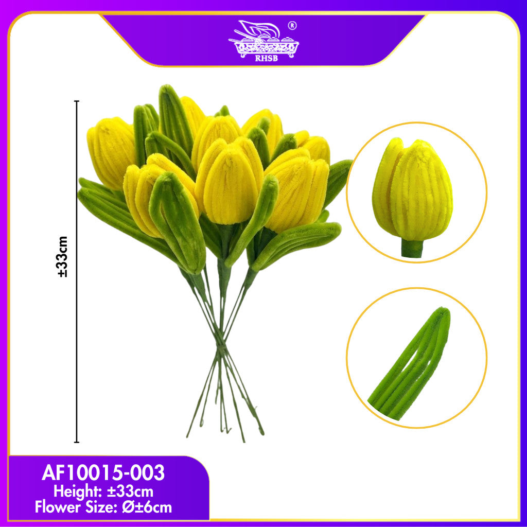 [1 PC] Bunga Tulip Kawat Bulu Handmade 33CM | Chenille Stem Pipe Cleaner Bouquet Hadiah Aesthetic AF10015