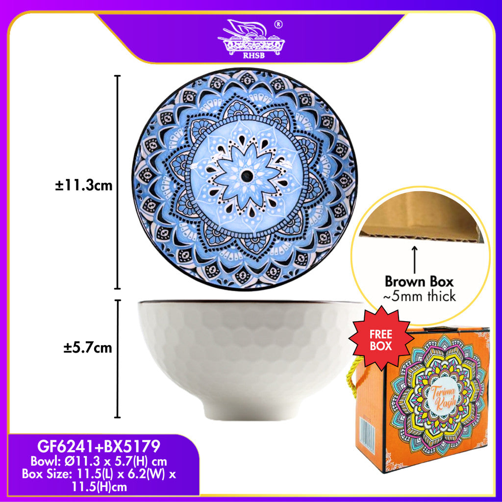 [1 PC] BOHEMIAN STYLE RICE BOWL WITH BOX/ CERAMIC BOWL/ SOUP BOWL/ WEDDING DOORGIFT DINNERWARE/ MANGKUK SERAMIK BOHEMIA GF6238-GF6245