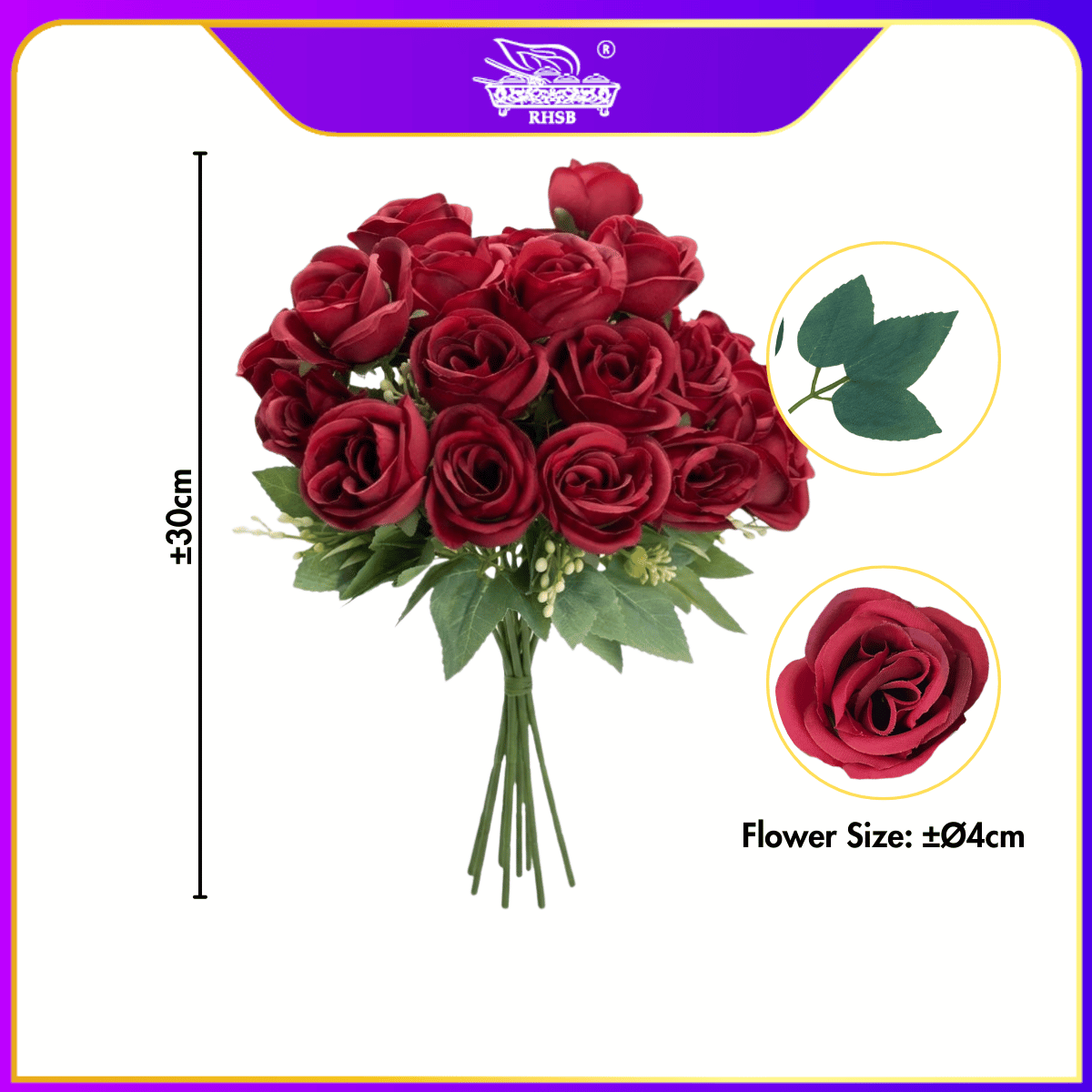[1 PC] Artificial Silk Rose | Artificial Flower | Hand Bouquet | Living Home Decor | Wedding Deco | Bunga Pelamin Gubahan | AF10020