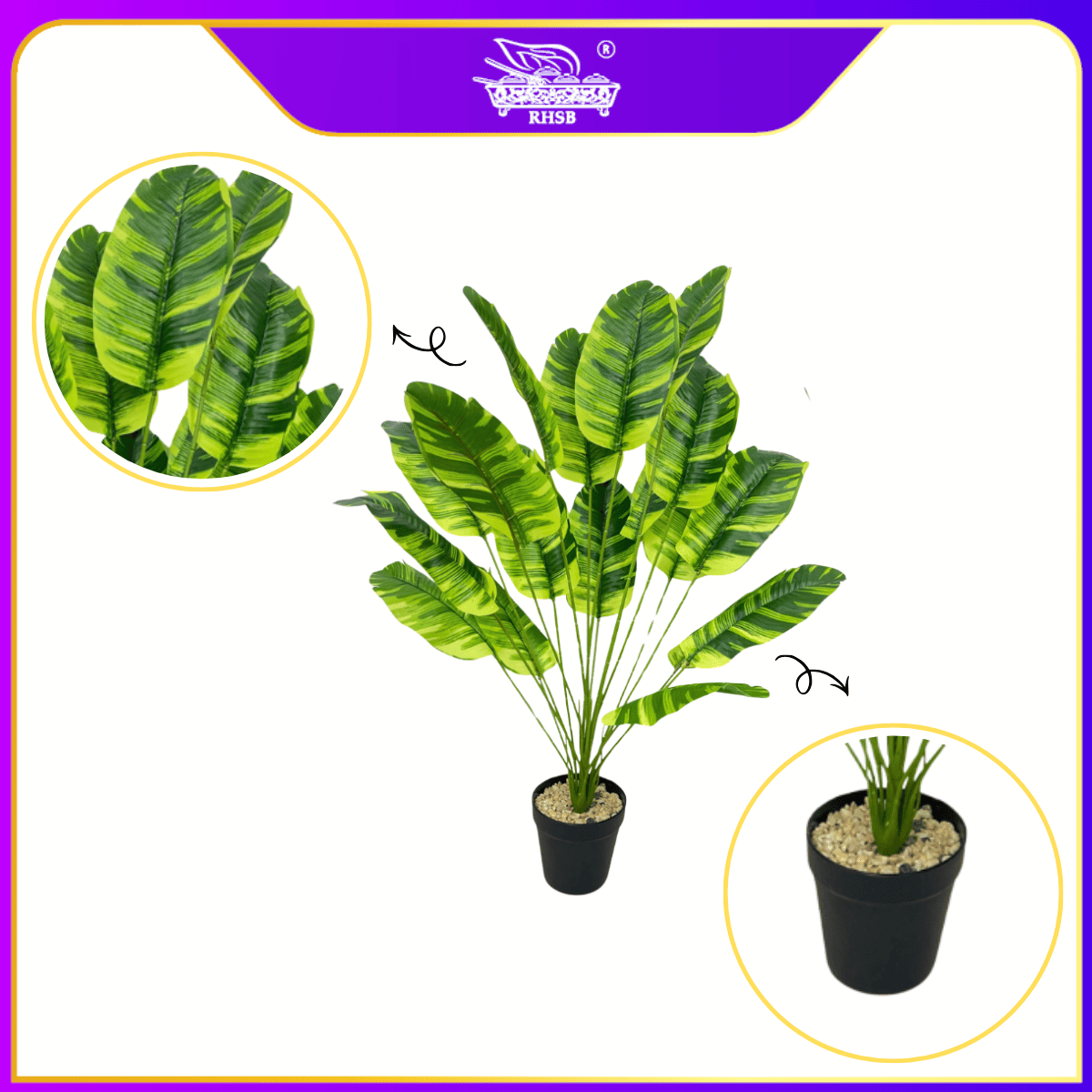 [1 SET]  Pokok Daun Pisang Tiruan | Pokok Hiasan Tropika Dalam Pasu | Tropical Artificial Banana Leaf Tree for Home & Office PLANT4560