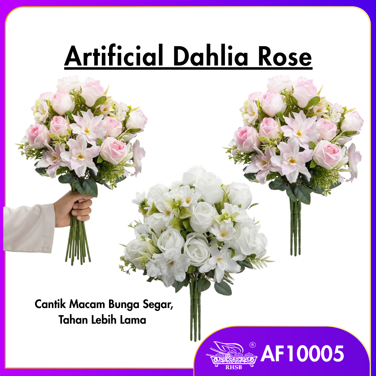 [1 PC] Artificial Dahlia Rose 42cm |  Bunga Ros Dahlia Hiasan AF10005