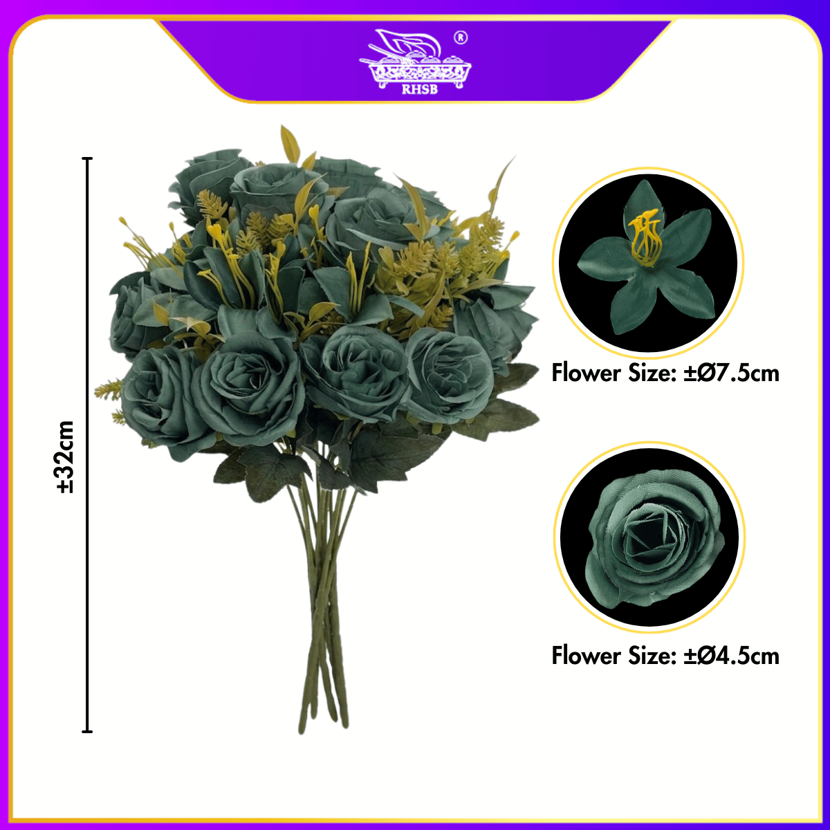 [1 PC] Camelia Rose | Hand Bouquet | Bunga Rose | Bunga Peony | Bunga Hiasan | Artificial Flower | AF10022