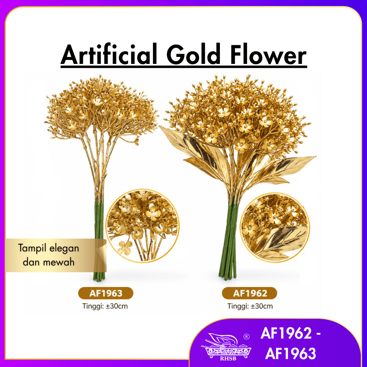 [1PC] Golden Artificial Leaf 30CM | Bunga Tiruan / Faux Flower | Home & Party Decoration