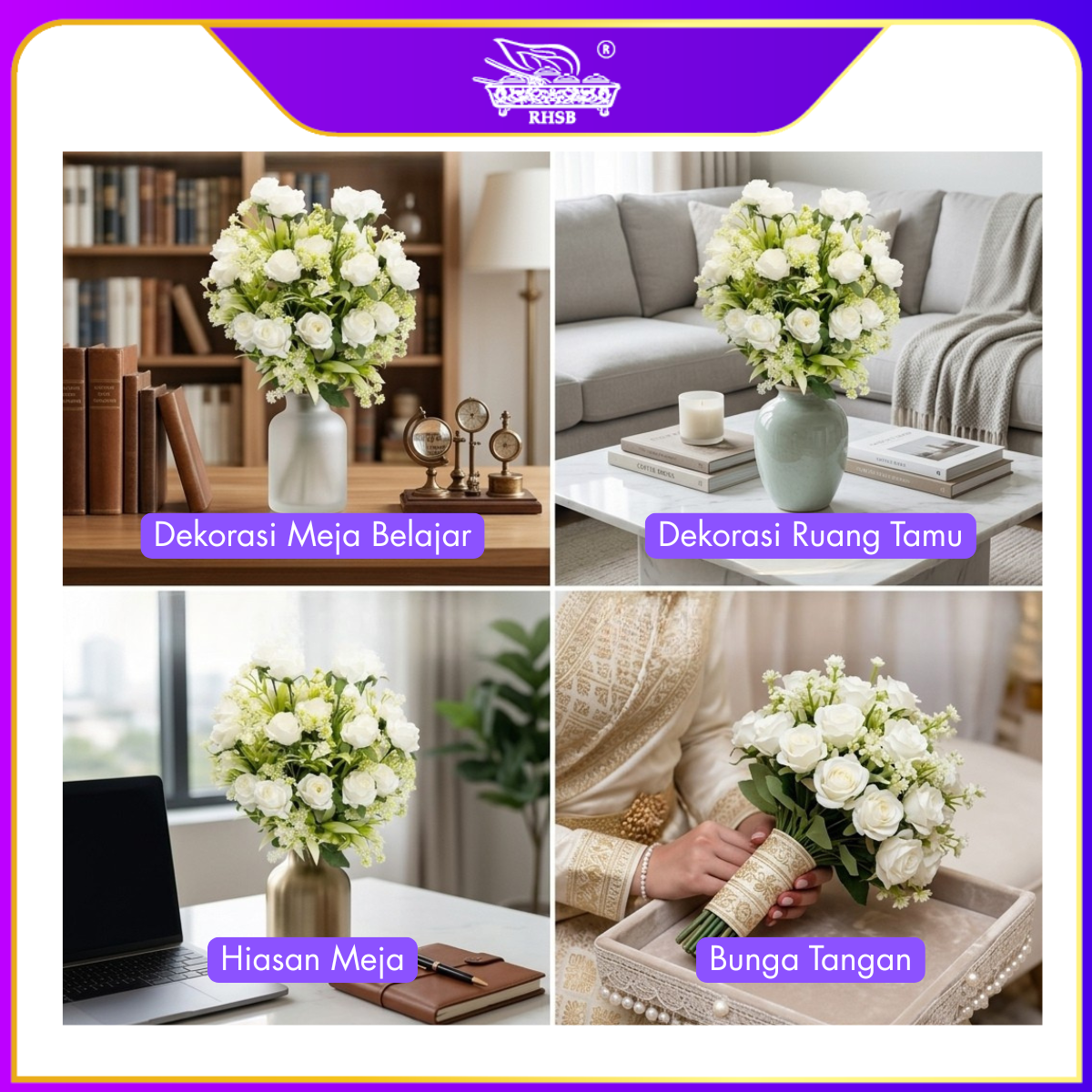 [1 PC] Artificial Mini Rose 34cm  | Bunga Mawar Gubahan Hantaran Pelamin | Wedding | Doorgift | Home Decoration AF1976 [1/18/36]