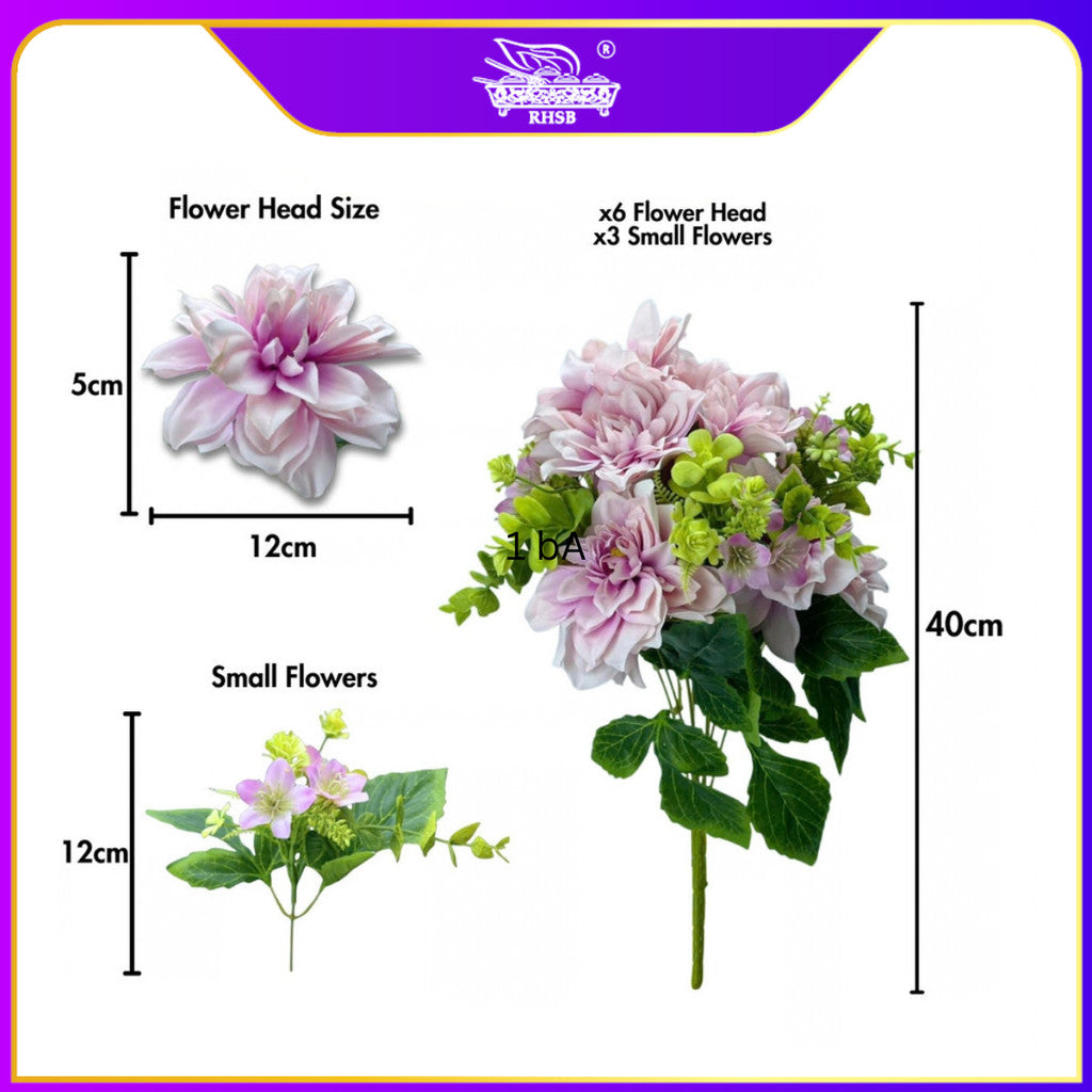 [1 PC]Artificial Dahlia Flower 6 Head / Bunga Hiasan Gubahan Dulang Hantaran / Wedding Decor AF1946