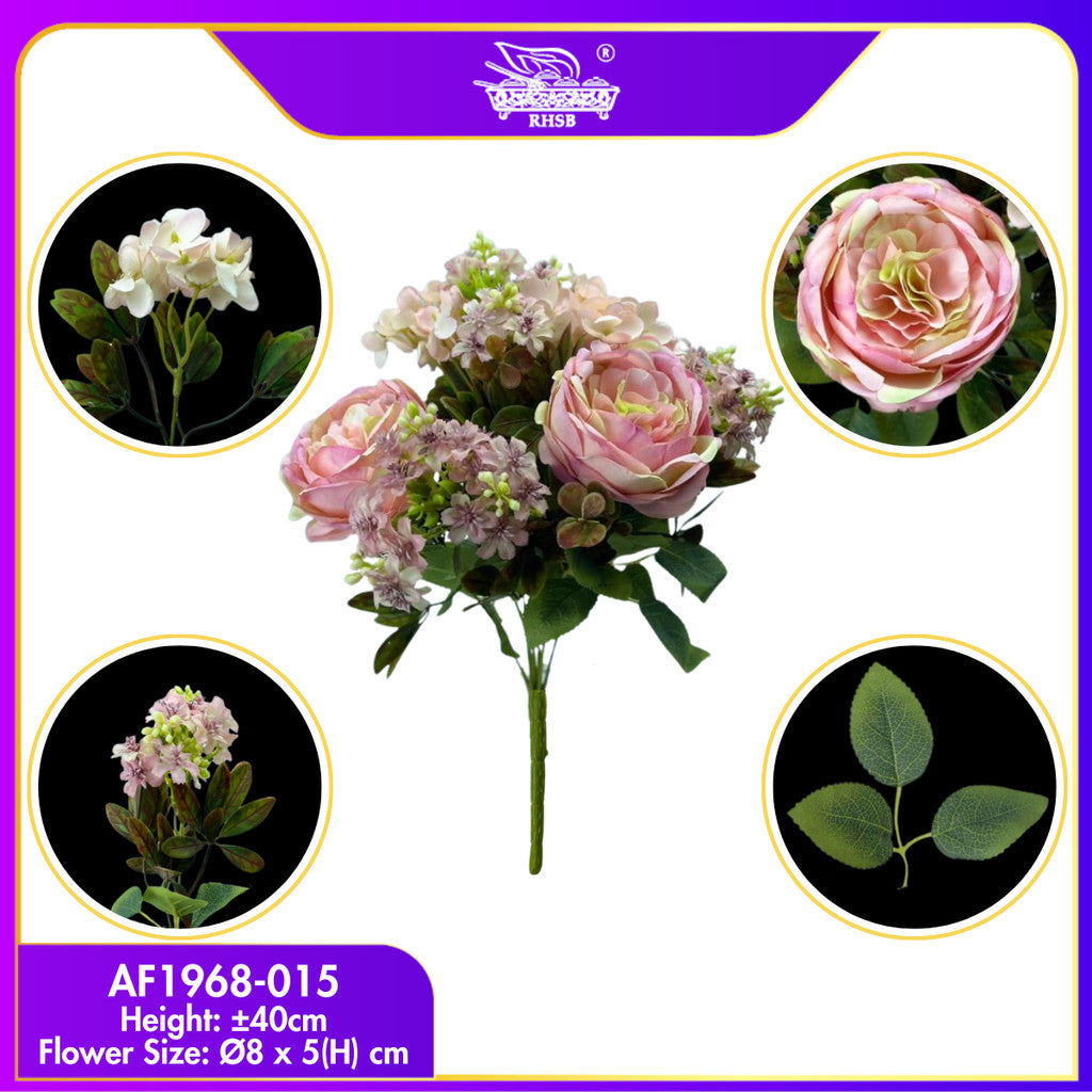 [1PC] Artificial Rose Flower 5 Heads | Bunga Ros Tiruan | Wedding Home Decor Fake Flower AF1968
