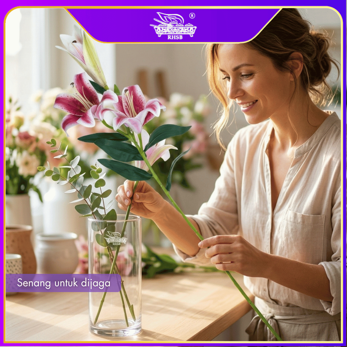 [1 PC] 74cm Artificial Lily Flower 3 Heads / Bunga Lily / Bunga Hiasan Rumah / Flower Bouquet AF1932