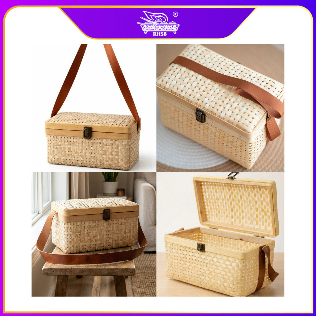 [1PC] Bakul Rotan Anyaman Tangan | Bekas Simpanan Serbaguna | Dekorasi Rumah BL6594