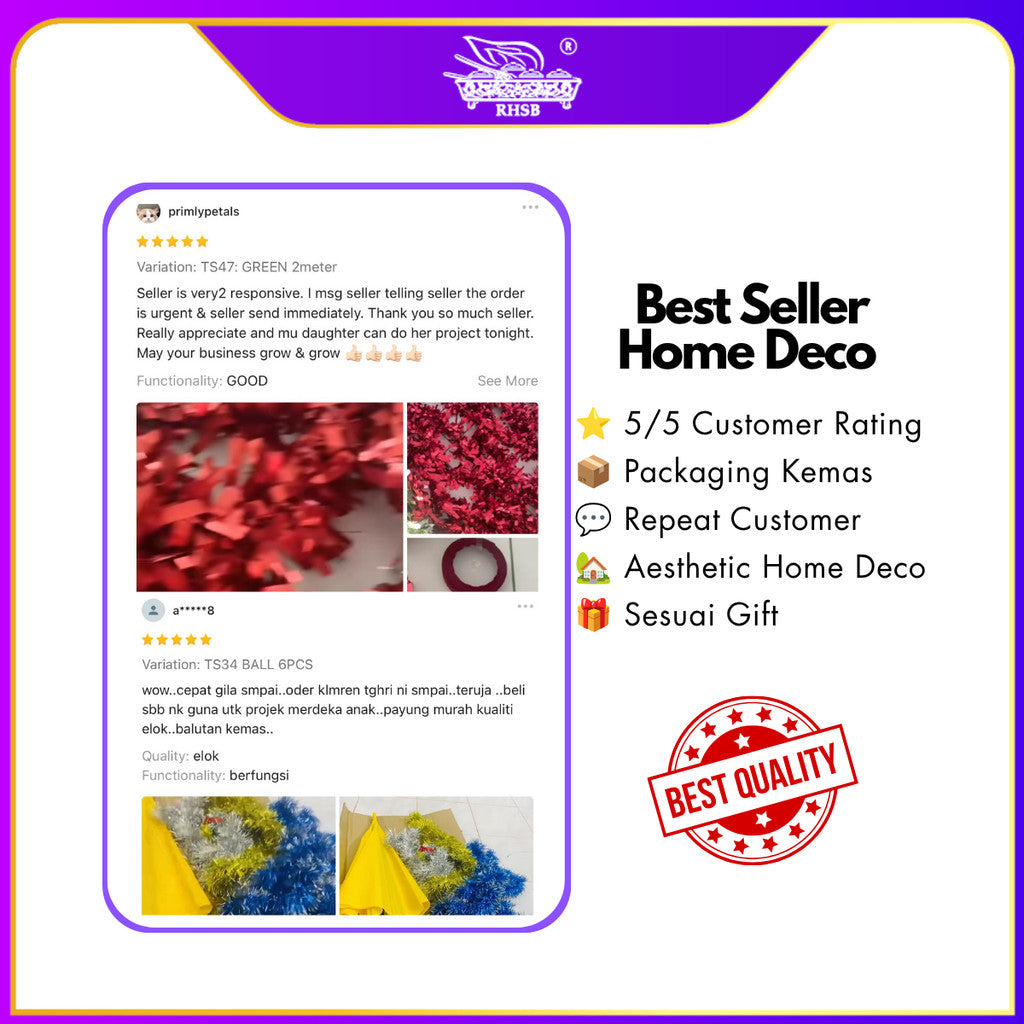 [1 PC] 2METER TINSEL GARLAND / TINSEL HIASAN / DECO RAYA / CHRISTMAS BALL / RAYA TINSEL / CHRISTMAS DECORATION / TINSEL DECO