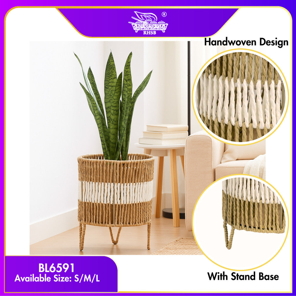 [1 PC] Eco-Friendly Rattan Woven Planter Basket /Pasu Pokok / Flower Pot / Pasu Pokok Hiasan BL6592