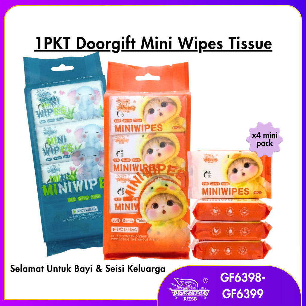 [1 PKT] Mini Wet Tissue Tisu Basah Doorgift Kenduri | Souvenir Kahwin Premium Travel Size
