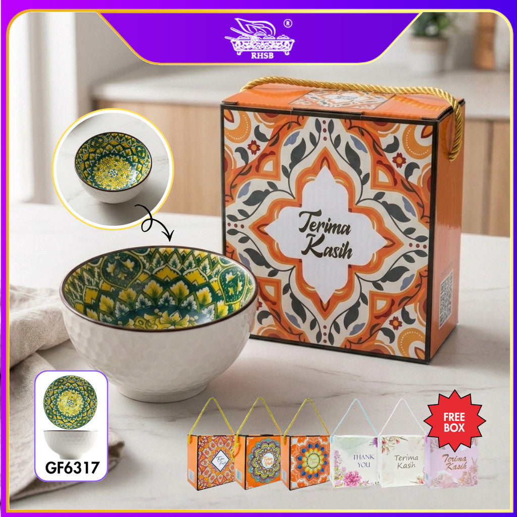 [1 PC] BOHEMIAN STYLE RICE BOWL WITH BOX/ CERAMIC BOWL/ SOUP BOWL/ WEDDING DOORGIFT DINNERWARE/ MANGKUK SERAMIK BOHEMIA GF6238-GF6245