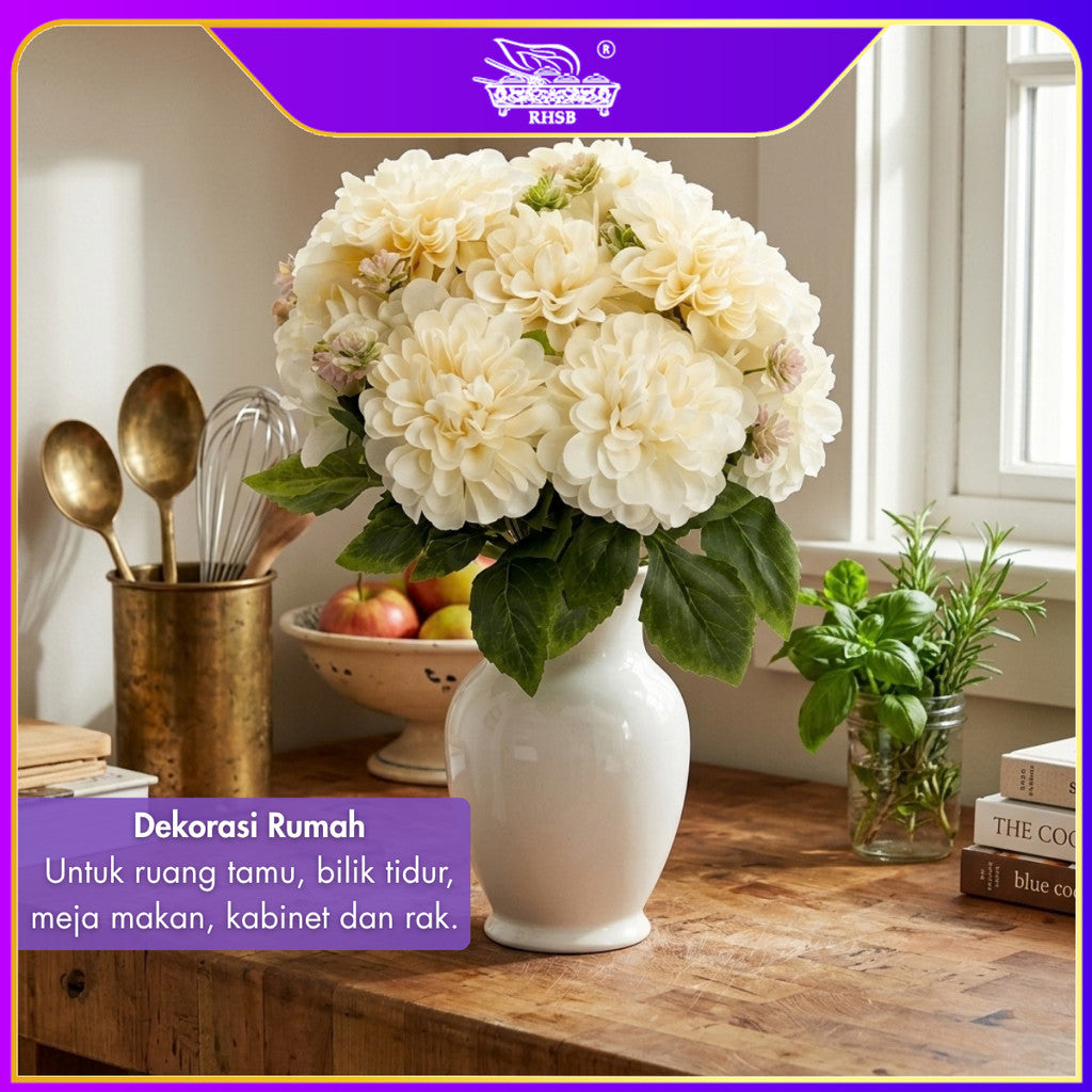 [1 PC] ARTIFICIAL MUM BALL FLOWER X8 HEAD 30CM / BUNGA HIASAN TANGAN / GUBAHAN HANTARAN KAHWIN / HOME DECOR AF1945