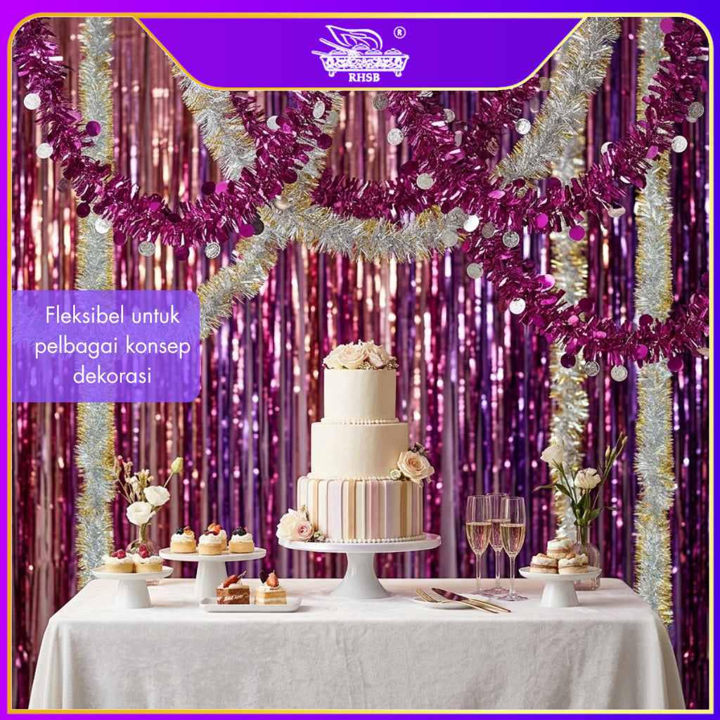 [1 PC] 2METER TINSEL GARLAND / TINSEL HIASAN / DECO RAYA / CHRISTMAS BALL / RAYA TINSEL / CHRISTMAS DECORATION / TINSEL DECO