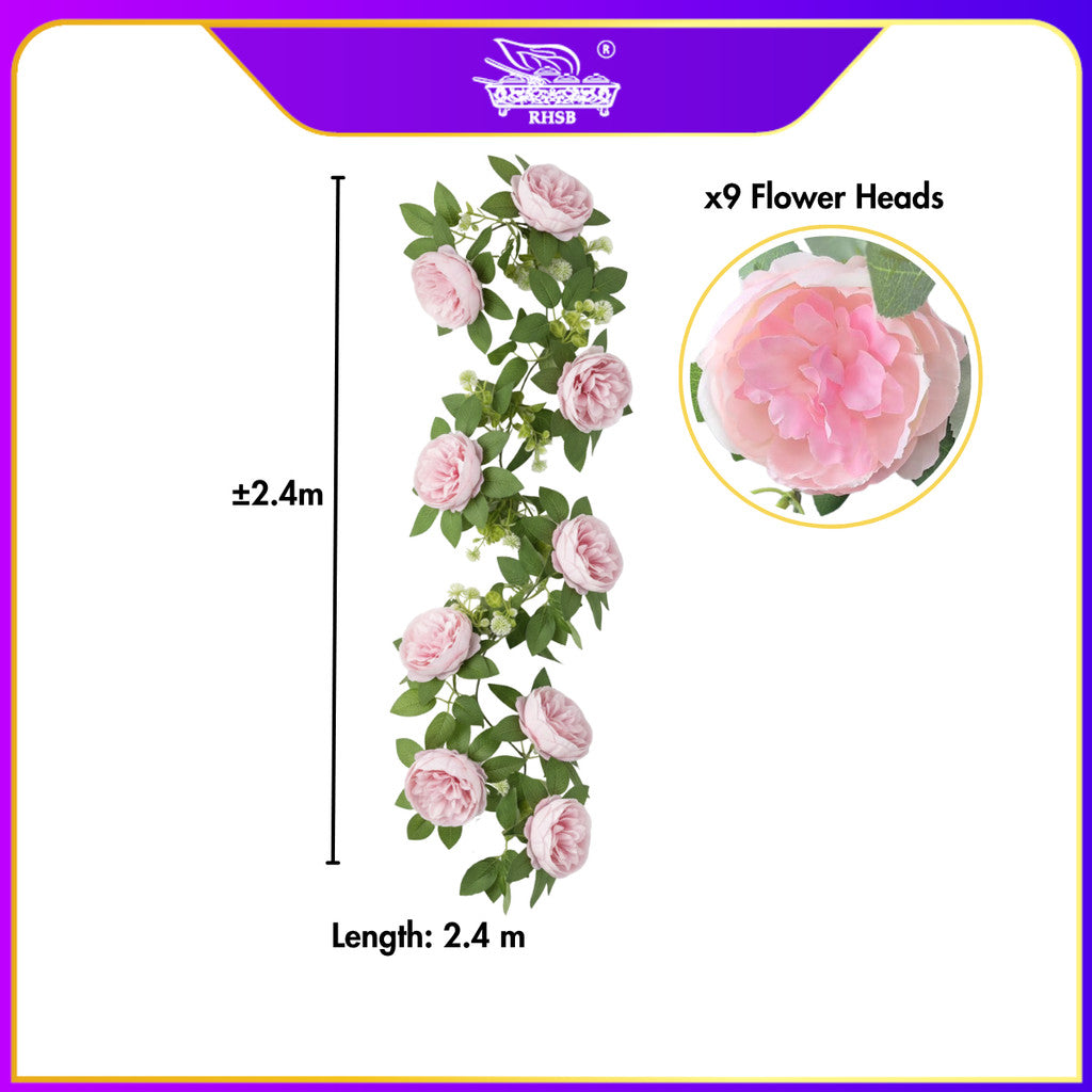 [1 PC] 2.4M Artificial Rose Flower Vine | Bunga Rose Tiruan Menjalar Hiasan Kahwin Pelamin Dinding